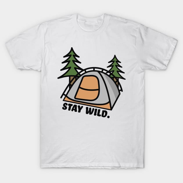 "Stay Wild" Camping Art T-Shirt by jeff's stickers